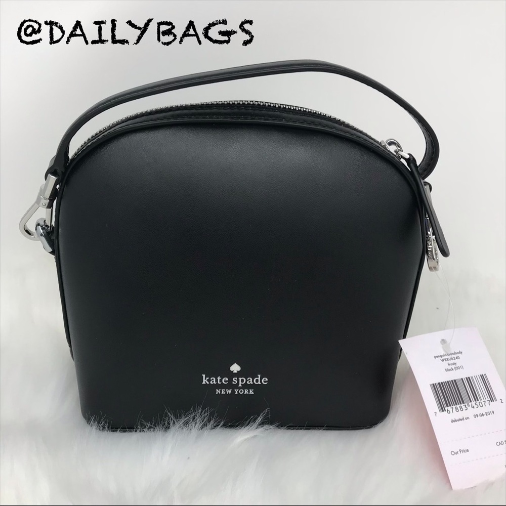 KATE SPADE PENGUIN CROSSBODY BLACK FROSTY WHITE - Picture 3 of 8